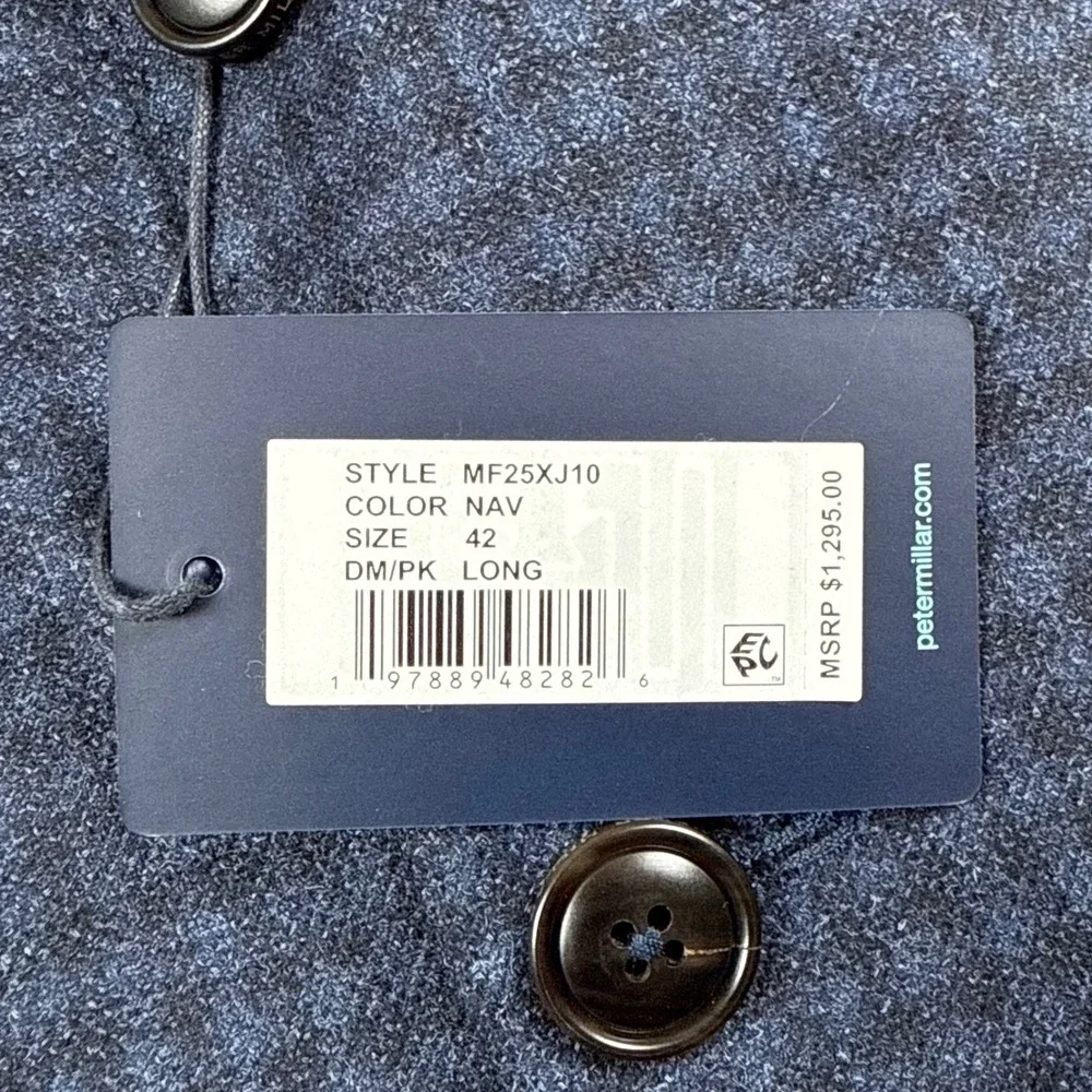 NEW Peter Millar Mens 42L Crown Crafted Navy Wool Silk Cashmere Check Blazer